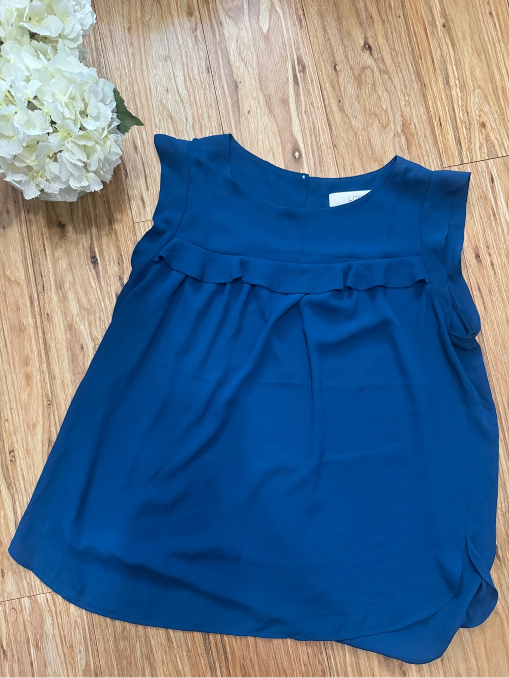 LOFT Sleeveless Ruffle Top - Blue